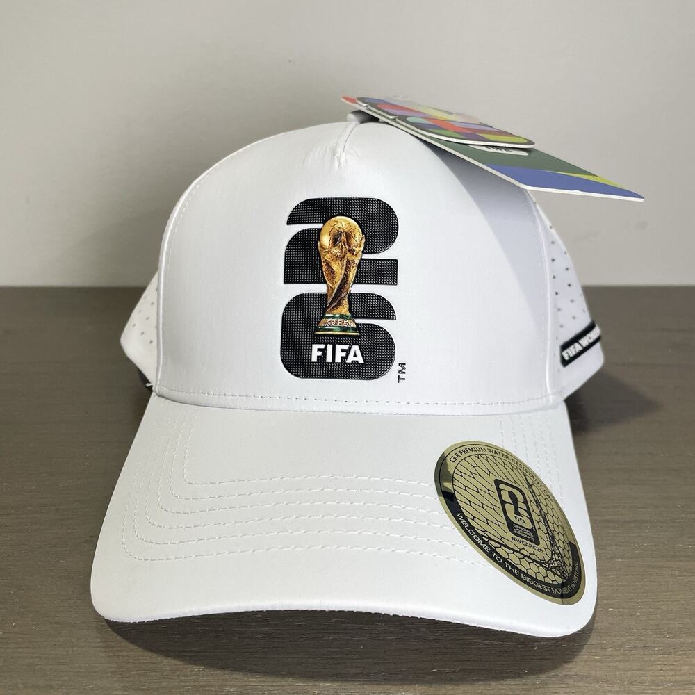 Fifa World Cup 2026 Hat NEW One Size White Vented Water Resistant Adjustable